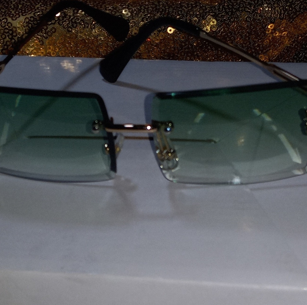 Vintage Rectangular Green Tint Shades - image 1